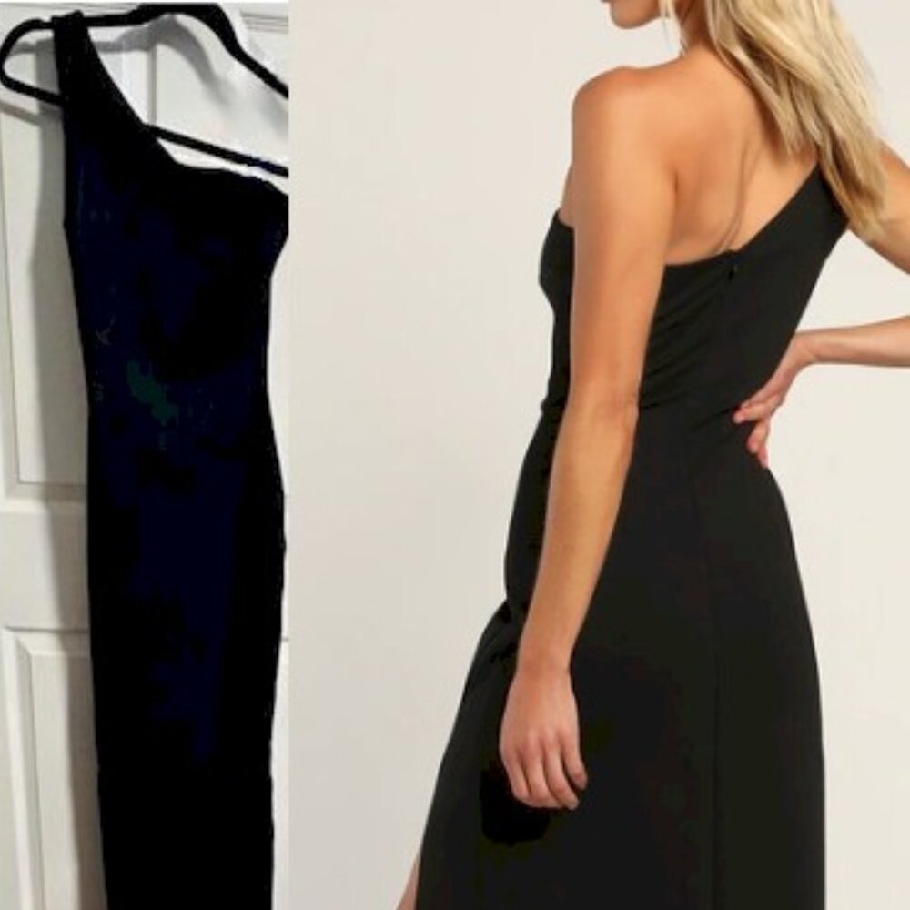 Lulus Good Times Only Black One-Shoulder Maxi Dress XXS No Size Tag - Picture 6 of 7